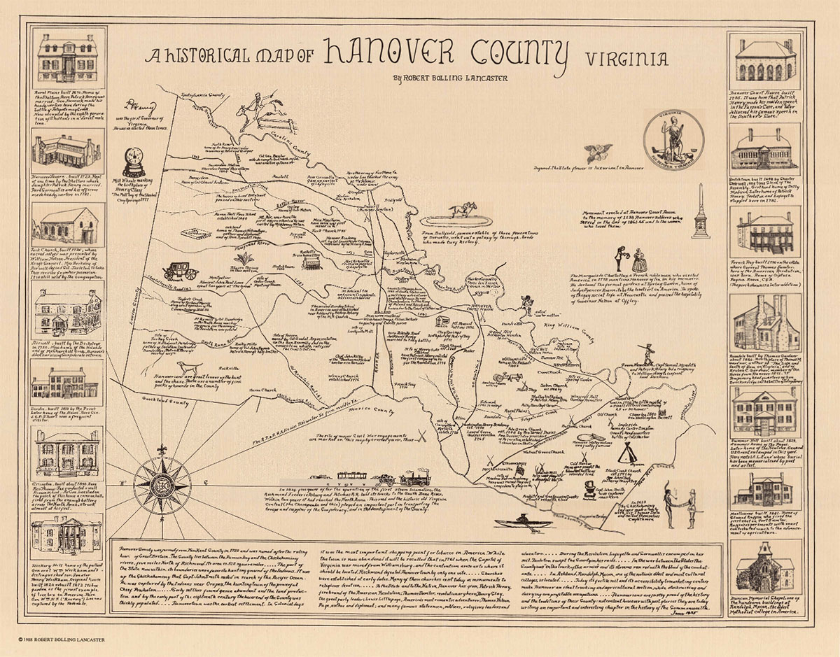 Hanover County Map by Robert B. Lancaster